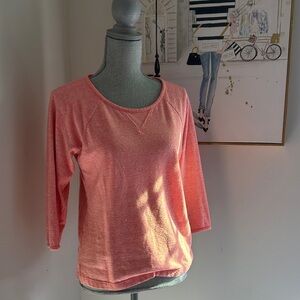 JCrew Coral Pink 3/4 Sleeve Raglan Top